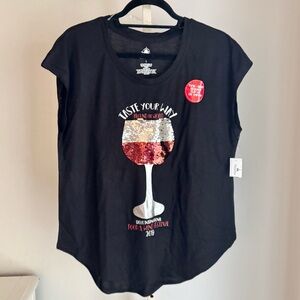 Disney Parks Epcot International Food & Wine Festival T-shirt Sequins Black, L